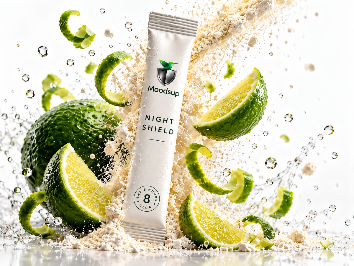 Moodsup Night Shield Direktstick mit Limetten, Pulver und Wassertropfen